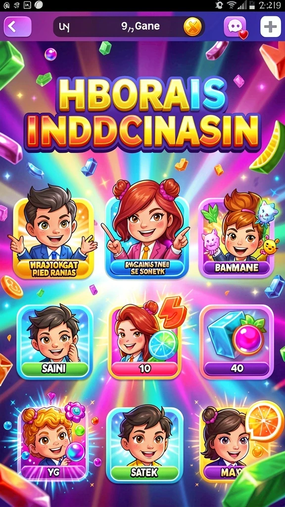 Tampilan awal yang menarik dengan grafis warna-warni.
