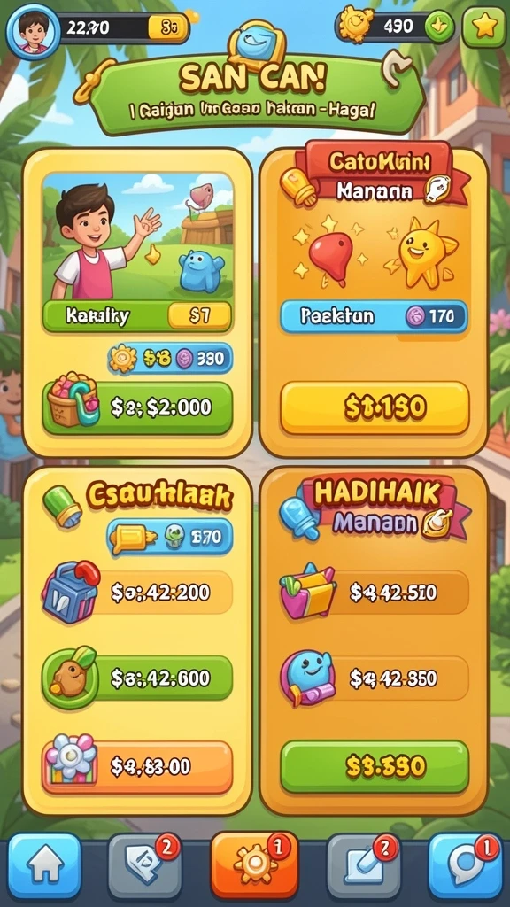 Screenshot menunjukkan tampilan antarmuka utama game.